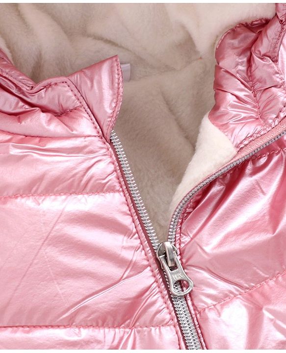 Babyhug Full Sleeves Hooded Padded Jacket - Pink