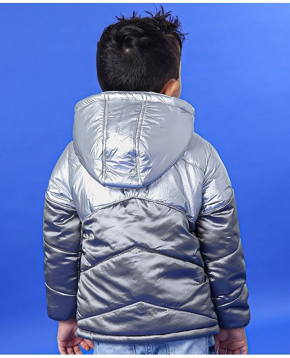 Babyhug Full Sleeves Hooded Winter Wear Padded Jacket - Silver Grey