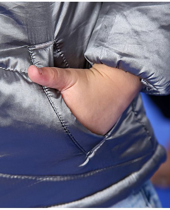 Babyhug Full Sleeves Hooded Winter Wear Padded Jacket - Silver Grey