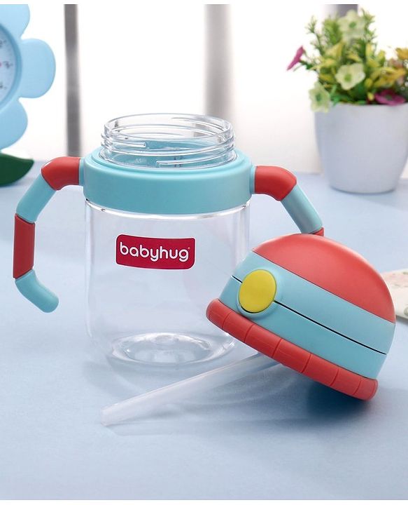 Babyhug Twin Handle Tritan Straw SipperRed - 380 ml