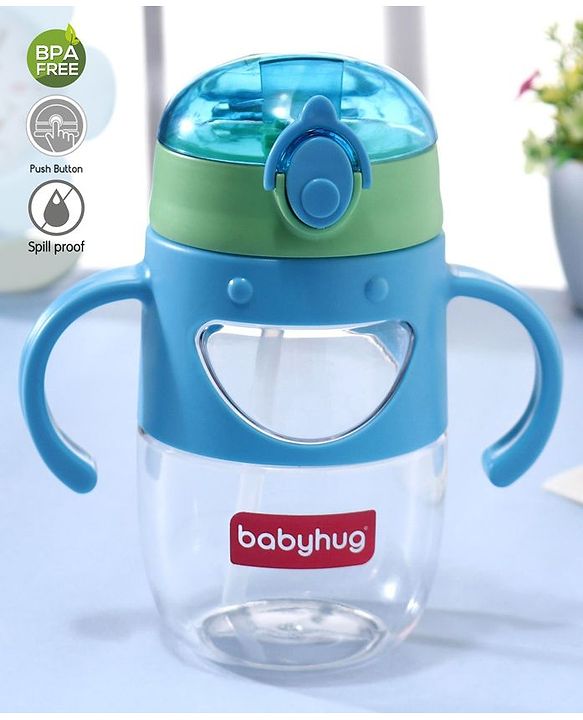 Babyhug Straw Sipper with Twin Handles Blue - 450 ml