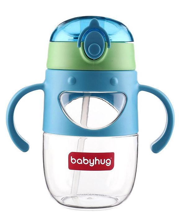 Babyhug Straw Sipper with Twin Handles Blue - 450 ml