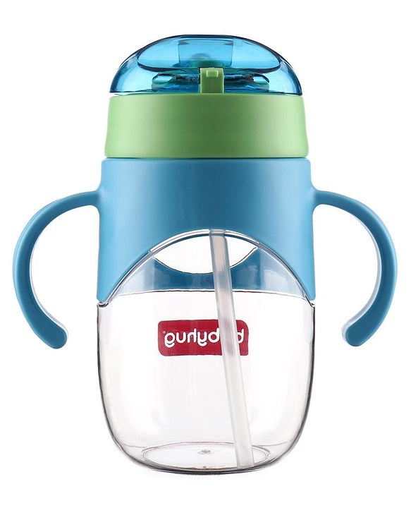 Babyhug Straw Sipper with Twin Handles Blue - 450 ml