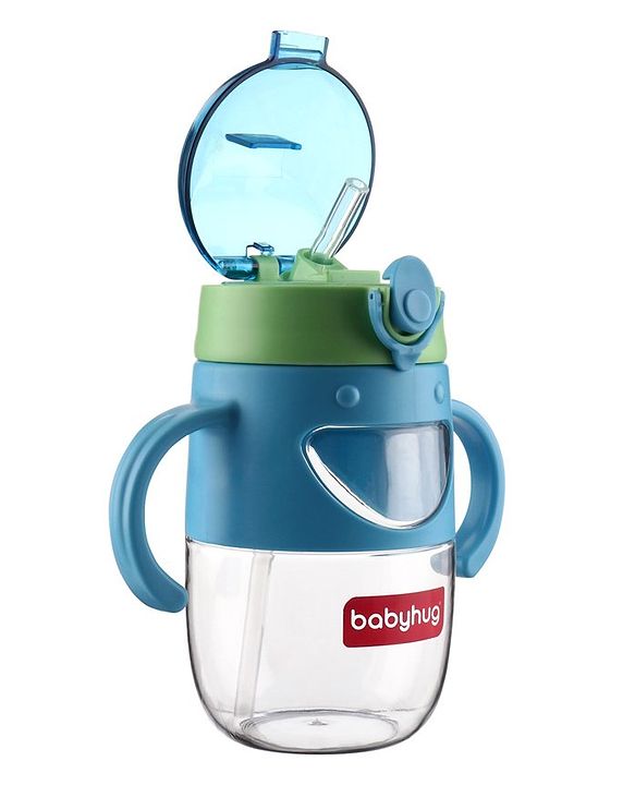 Babyhug Straw Sipper with Twin Handles Blue - 450 ml