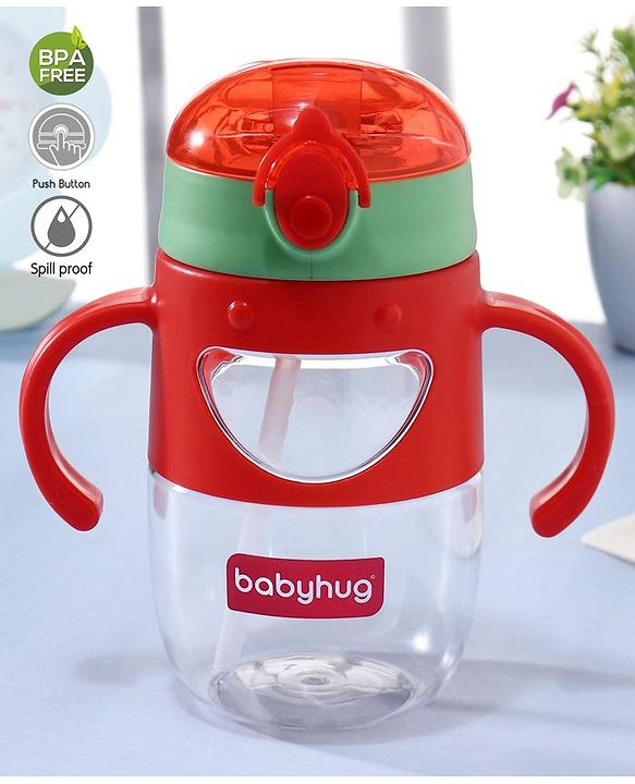 Babyhug Straw Sipper with Twin Handles Blue - 450 ml