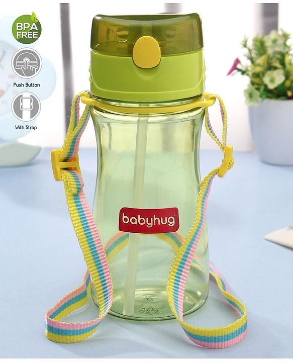 Babyhug Straw Sipper with Carrying Strap Green - 400 ml
