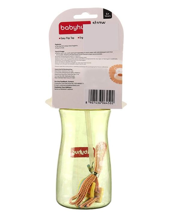 Babyhug Straw Sipper with Carrying Strap Green - 400 ml