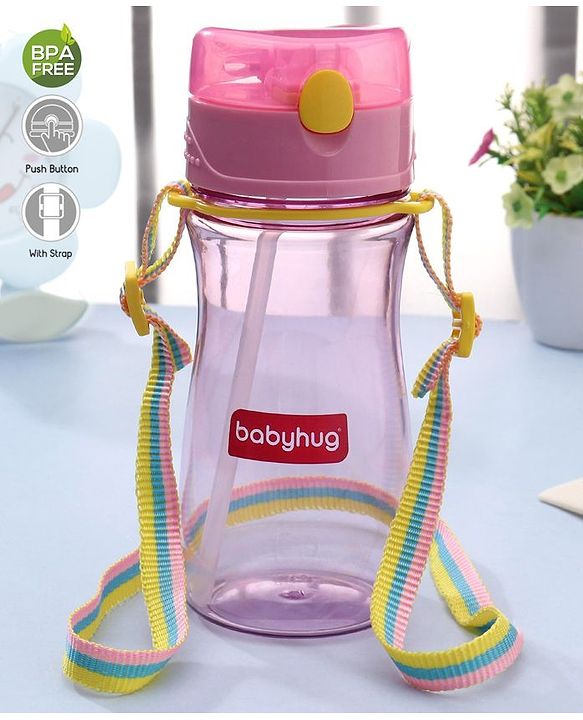 Babyhug Straw Sipper with Carrying Strap Pink - 400 ml