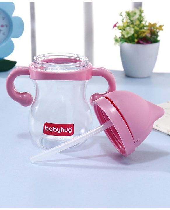 Babyhug Straw Sipper with Twin Handle Pink - 350 ml