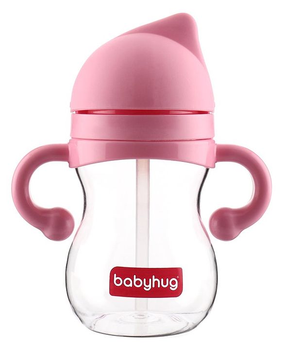 Babyhug Straw Sipper with Twin Handle Pink - 350 ml