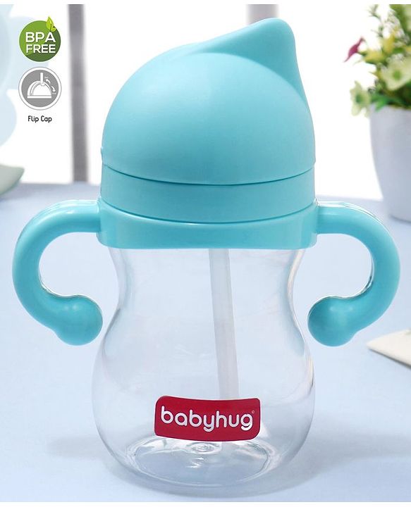 Babyhug Straw Sipper with Twin Handle Blue - 350 ml