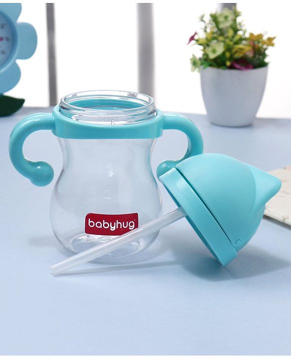 Babyhug Straw Sipper with Twin Handle Blue - 350 ml