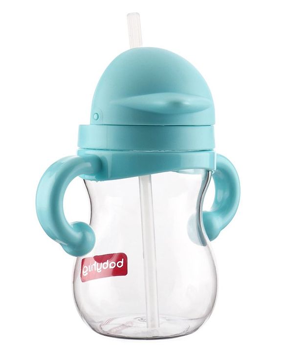 Babyhug Straw Sipper with Twin Handle Blue - 350 ml