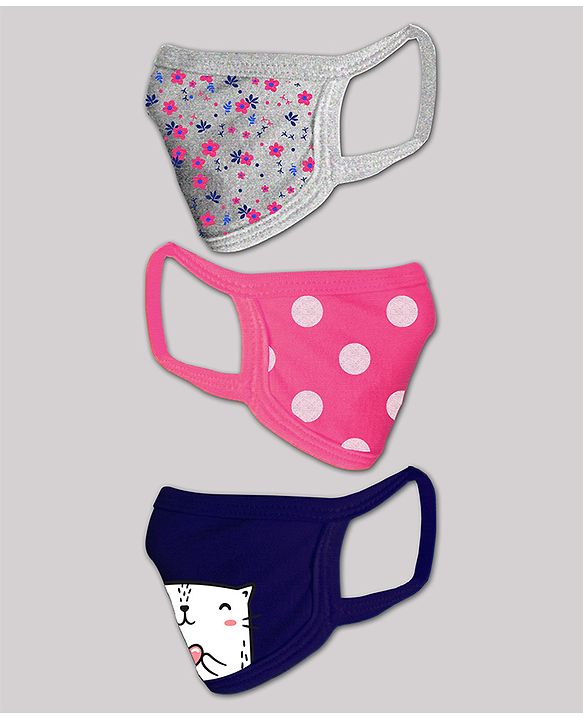 'Babyhug 4 to 8 Years Printed Two Layer Mask with Filter - Pack of 3