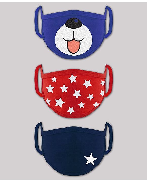 Babyhug 4 to 8 Years Printed Two Layer Mask with Filter - Pack of 3