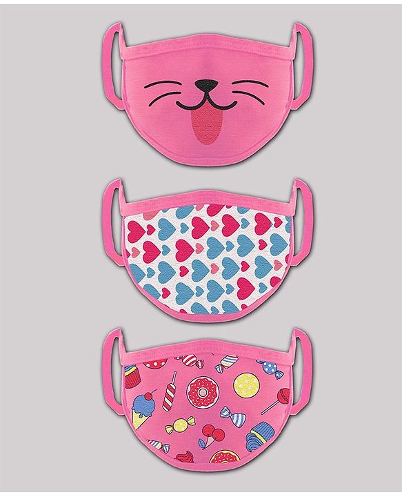 Babyhug Washable & Reusable Knit Printed Face Mask - Pack of 3