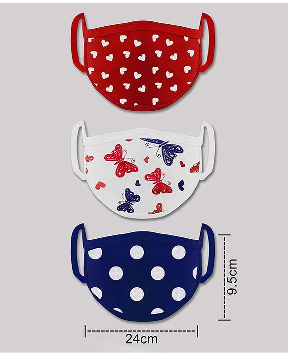 Babyhug 12 to 24 Months Printed Two Layer Mask with Filter - Pack of 3