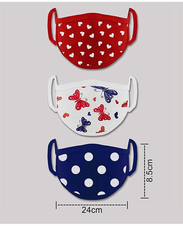 Babyhug 2 to 4 Years Printed Two Layer Mask with Filter - Pack of 3