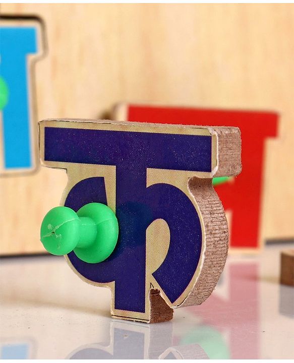 Babyhug Premium 41 pcs Wooden Board Hindi Alphabets puzzle for Toddlers| Montessori Educational and Learning Toy |Shape and Colour Matching Puzzle |Preschool Colorful Knob and Peg Puzzle| BIS Certified| 18+ months