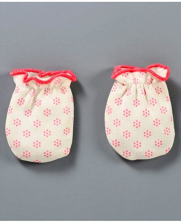 Babyhug 100% Cotton Mittens Chick Print Pack of 3 - Pink