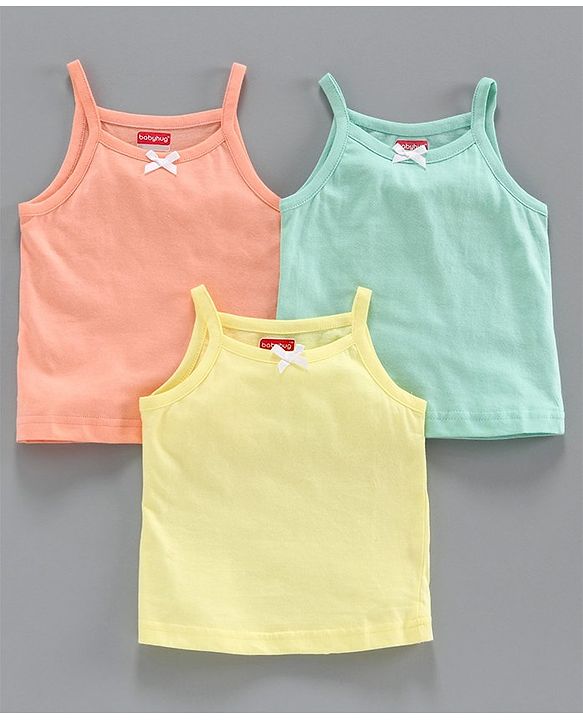 Babyhug 100% Cotton Singlet Slips Pack of 3 - Orange Green Yellow