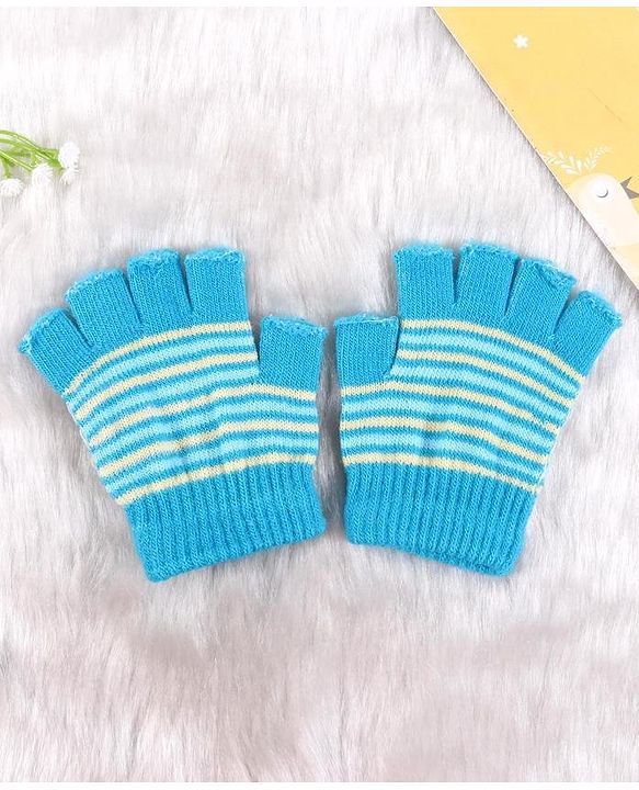 Babyhug Striped Woollen Gloves - Blue