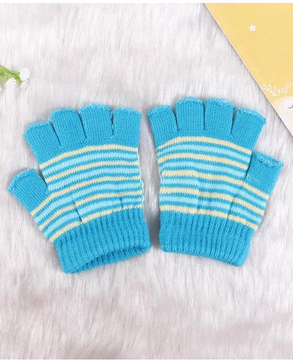 Babyhug Striped Woollen Gloves - Blue