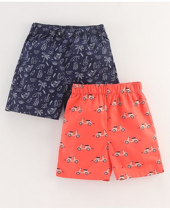 Babyhug 100% Cotton Boxers Multiprint Pack of 2 - Red Blue