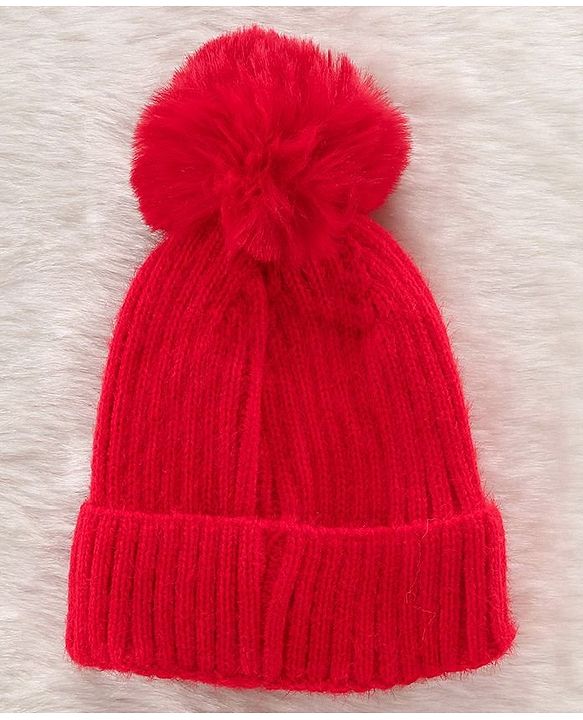 Babyhug Woollen Cap & Gloves With Muffler Red - Diameter 10.5 cm