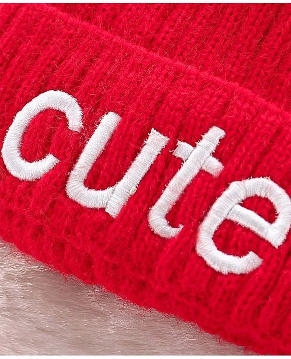 Babyhug Woollen Cap & Gloves With Muffler Red - Diameter 10.5 cm