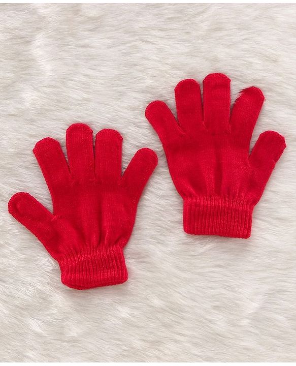 Babyhug Woollen Cap & Gloves With Muffler Red - Diameter 10.5 cm