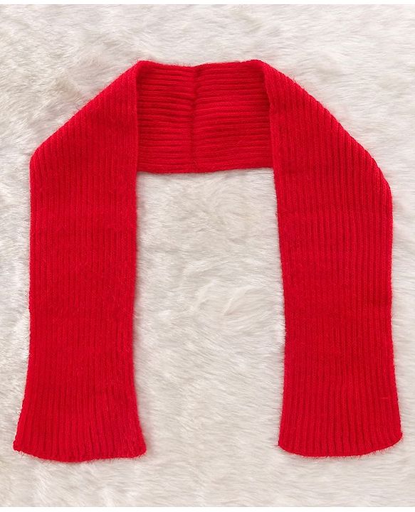 Babyhug Woollen Cap & Gloves With Muffler Red - Diameter 10.5 cm