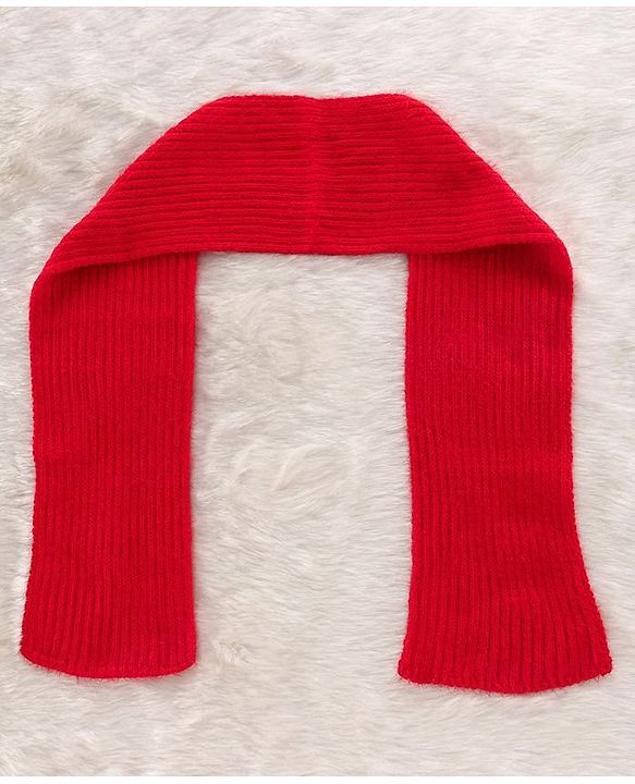 Babyhug Woollen Cap & Gloves With Muffler Red - Diameter 10.5 cm