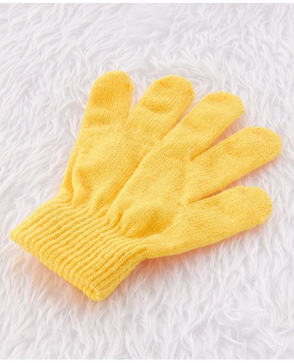 Babyhug Woollen Check Cap & Gloves With Muffler Yellow - Diameter 12 cm