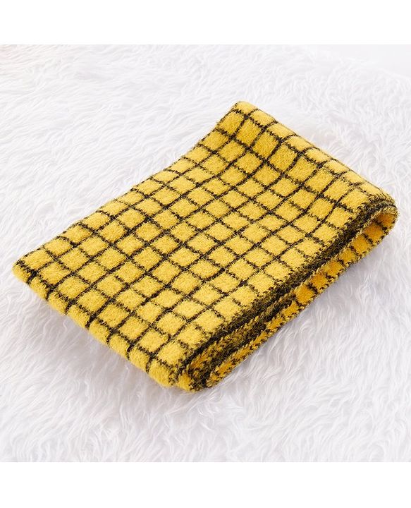 Babyhug Woollen Check Cap & Gloves With Muffler Yellow - Diameter 12 cm