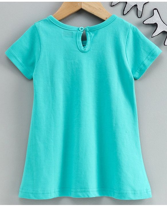 Babyhug Half Sleeves Nighty Text Print - Blue
