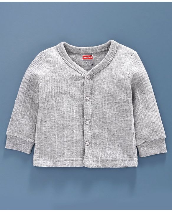 Babyhug Front Open & Pullover Thermal Vest Combo - Light Grey