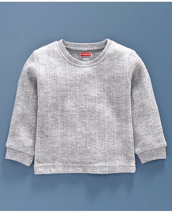 Babyhug Front Open & Pullover Thermal Vest Combo - Light Grey