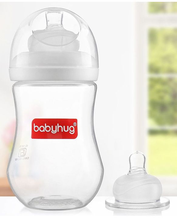 Babyhug Wide Neck Feeding Bottle White - 250 ml