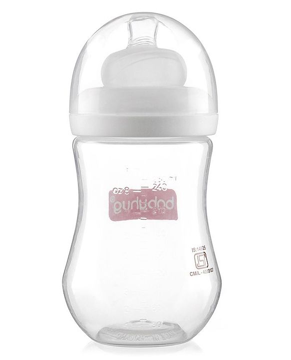 Babyhug Wide Neck Feeding Bottle White - 250 ml