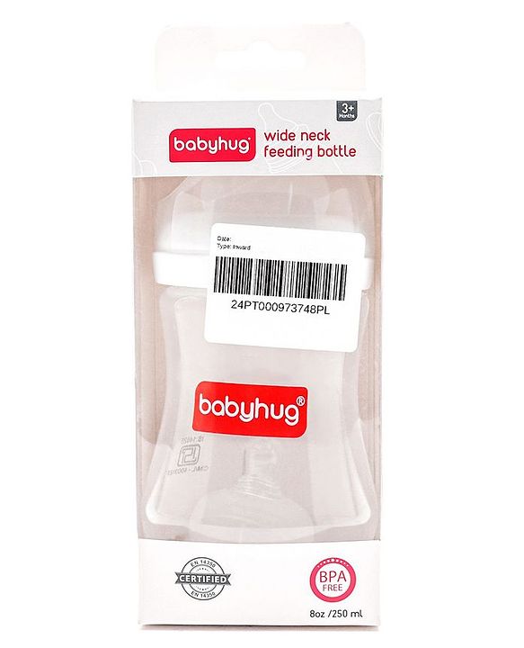 Babyhug Wide Neck Feeding Bottle White - 250 ml