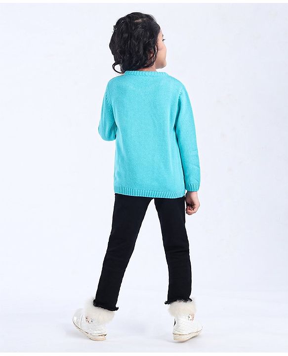 Babyhug Full Sleeves Sweater Panda Embroidery - Blue