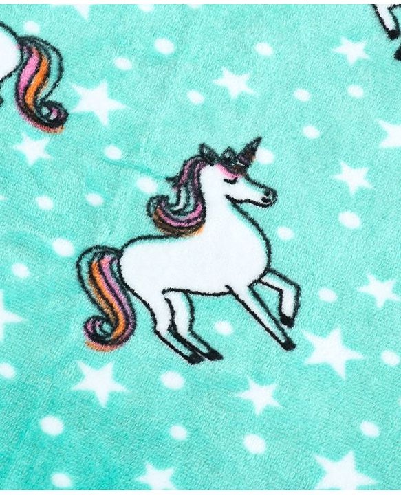 Babyhug Coral Blanket Unicorn Print - Sea Green