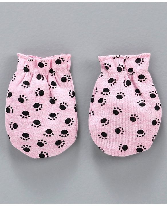 Babyhug 100% Cotton Cap Mittens & Booties Set Pink - Diameter 11 cm