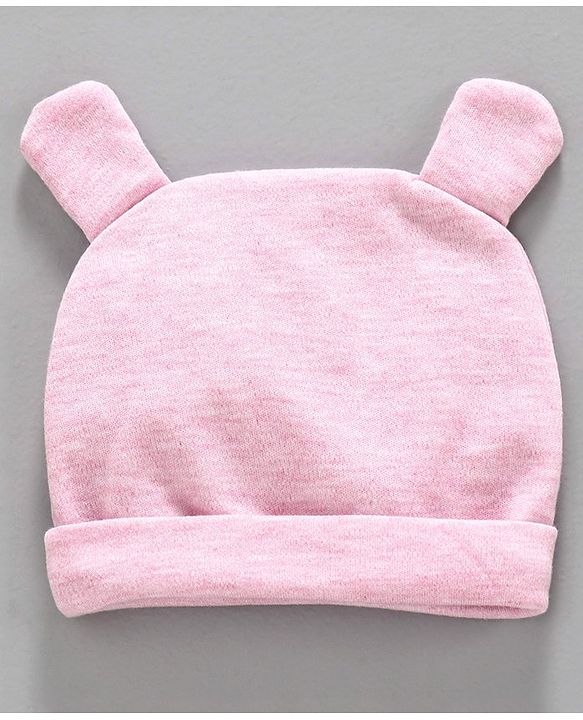 Babyhug 100% Cotton Cap with Mittens & Booties Animal Print Pink  - Diameter 9.5 cm