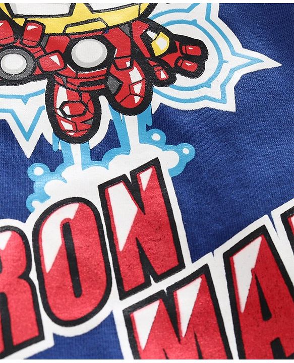 Babyhug Half Sleeves Tee Iron Man Print - Blue