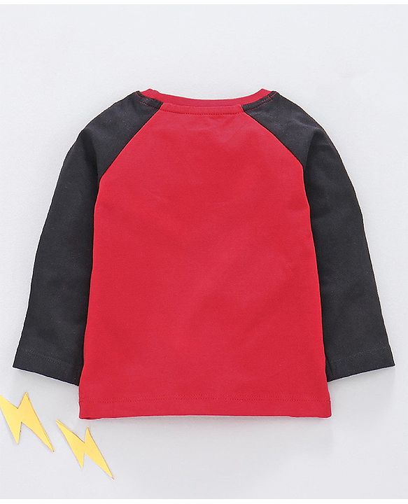 Babyhug Raglan Sleeves Tee The Flash Print - Red Black