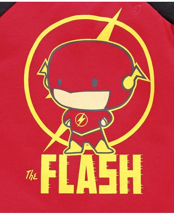 Babyhug Raglan Sleeves Tee The Flash Print - Red Black