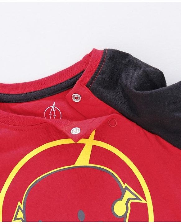 Babyhug Raglan Sleeves Tee The Flash Print - Red Black
