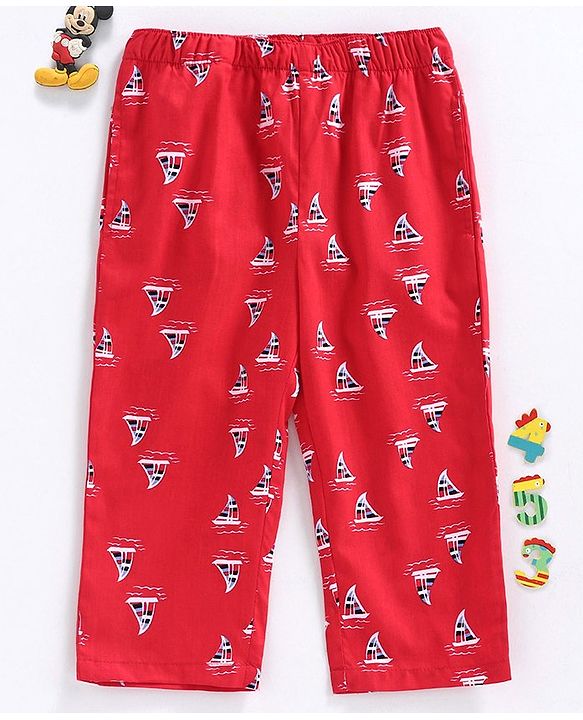 Babyhug Full Length Printed Pajama - Red